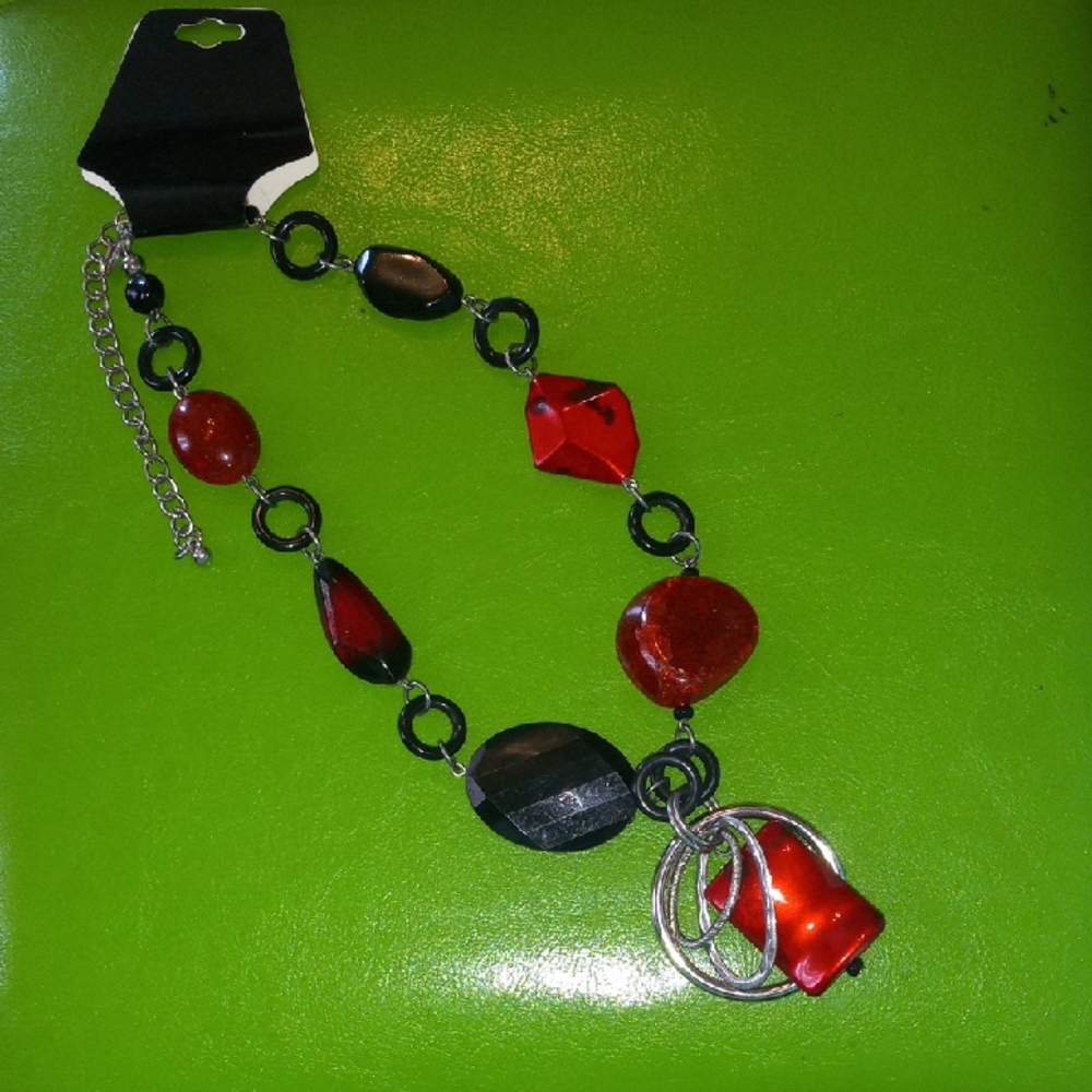 Chico's Red and Black Statement Necklace
